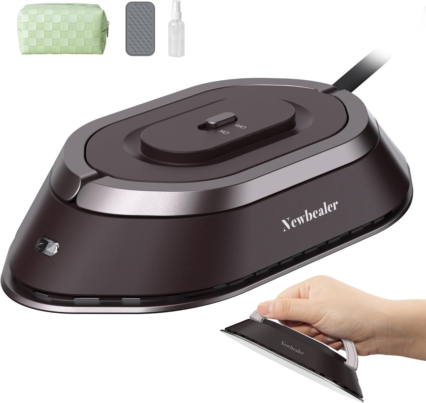 Newbealer Travel Iron Mini Dry Iron for Clothes, 100-240V