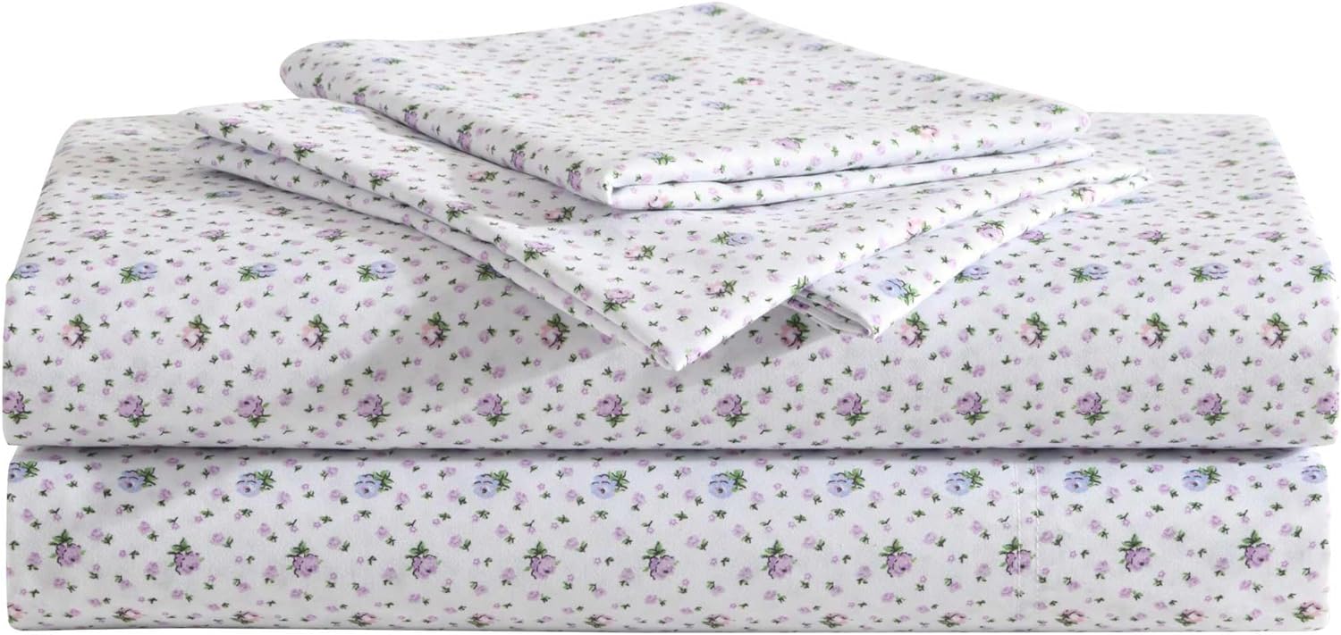 Betsey Johnson Full Bed Sheets Set - Soft Floral Ditsy Purple