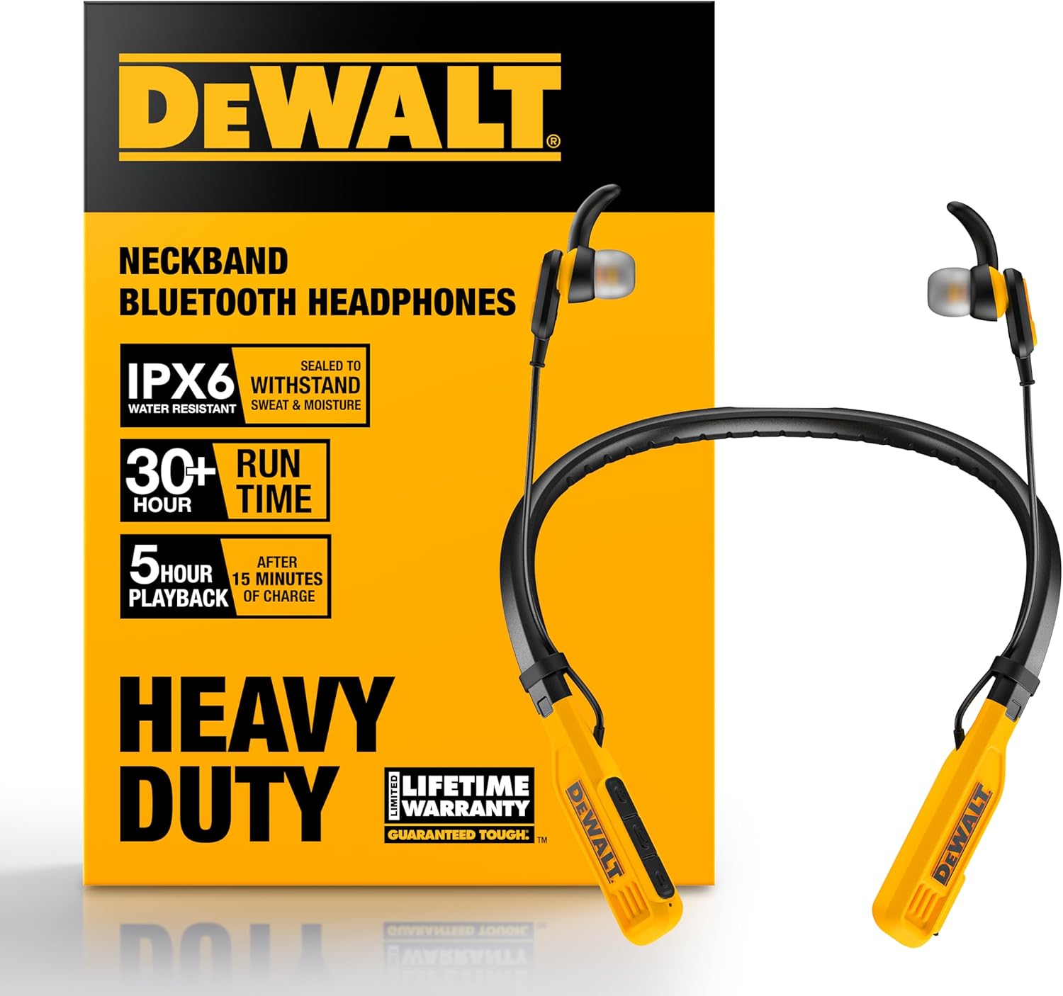 DEWALT Heavy Duty Bluetooth Neckband Headphones for Work