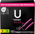U by Kotex Click Tampons 180 Count - Compact Regular/Super Pack