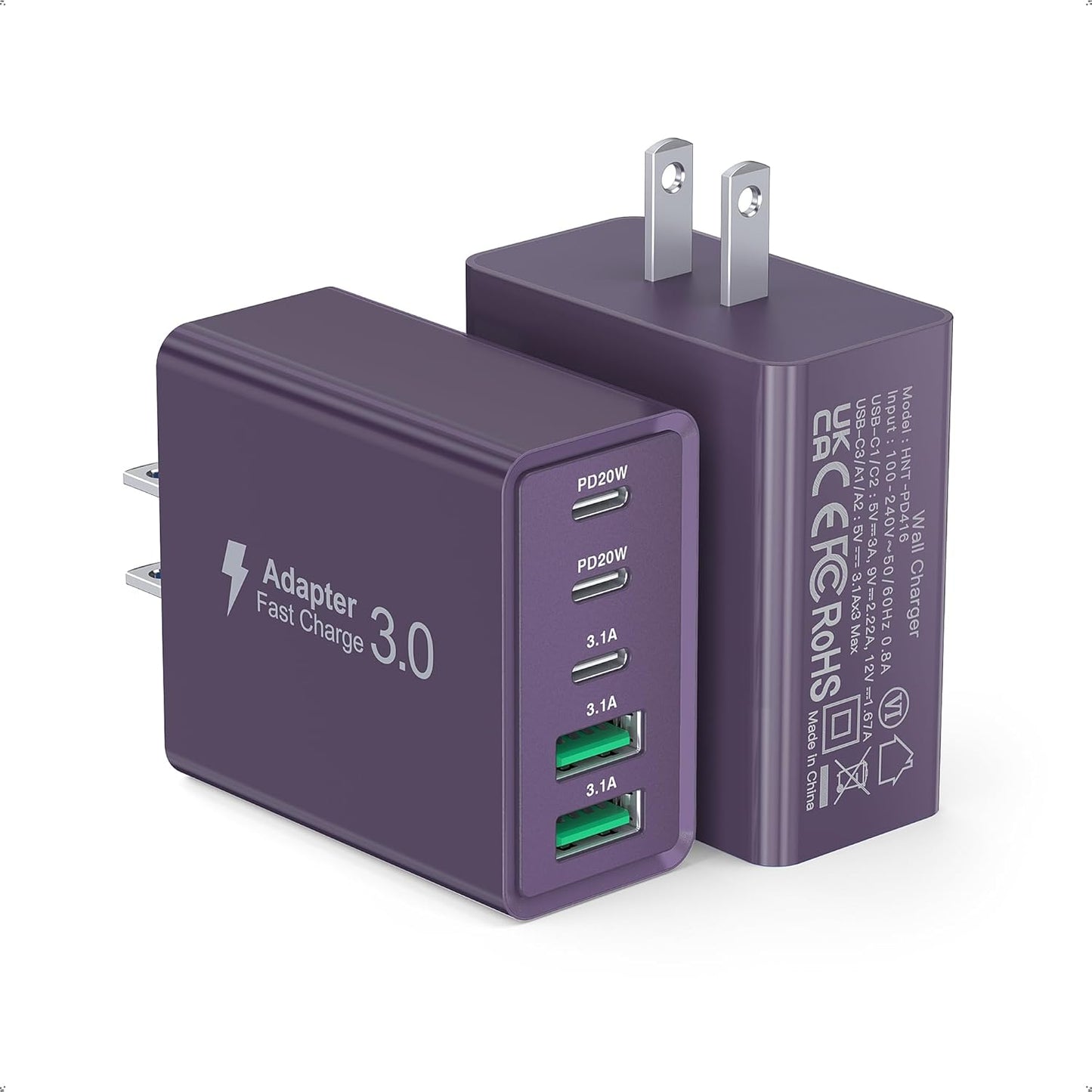 Fast Charge 5-Port USB C Plug - 2Pack
