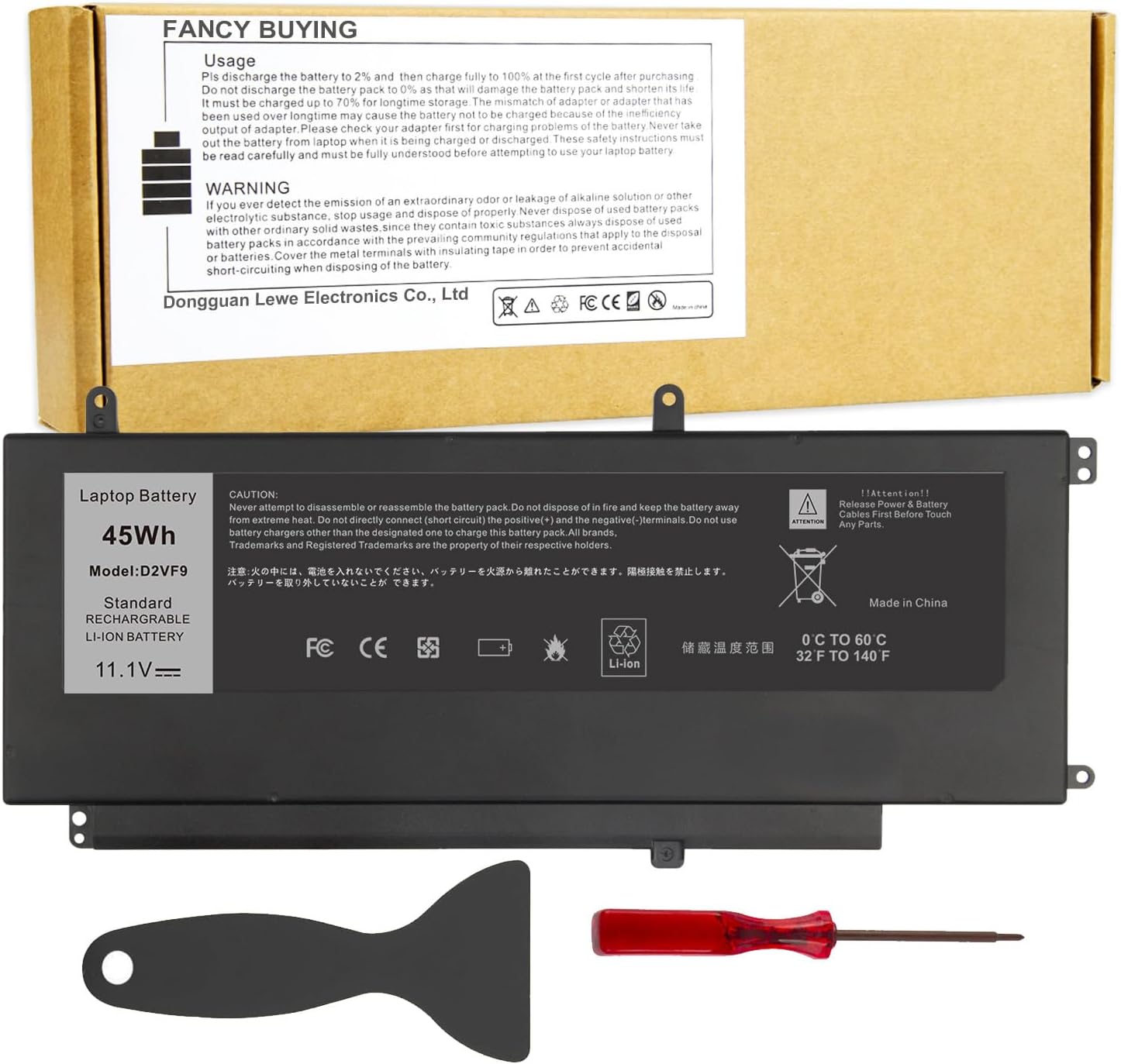 D2VF9 Laptop Battery Replacement for Dell Inspiron 15 Series