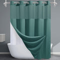 Seaweed Green No Hook Shower Curtain with Snap in Liner