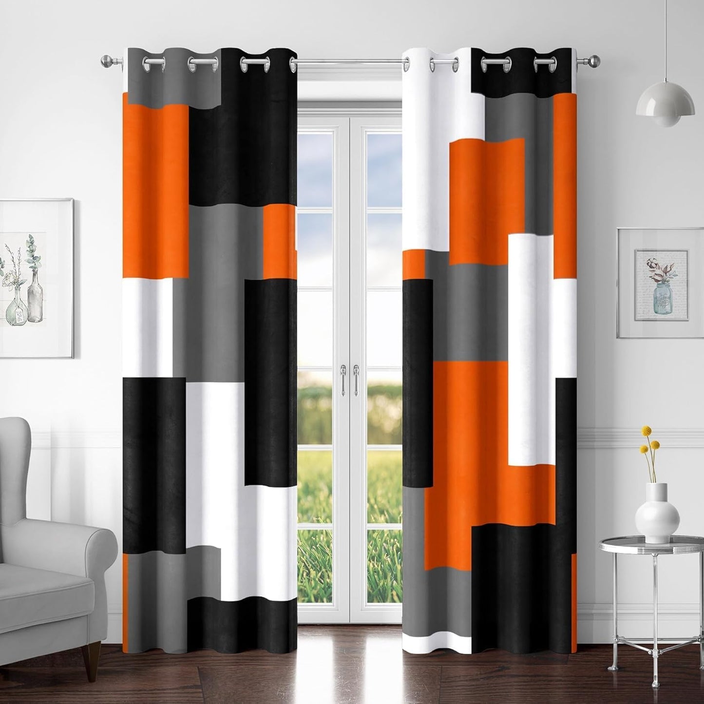 Orange Blackout Curtains for Bedroom 84 inch Length 2 Panels Set
