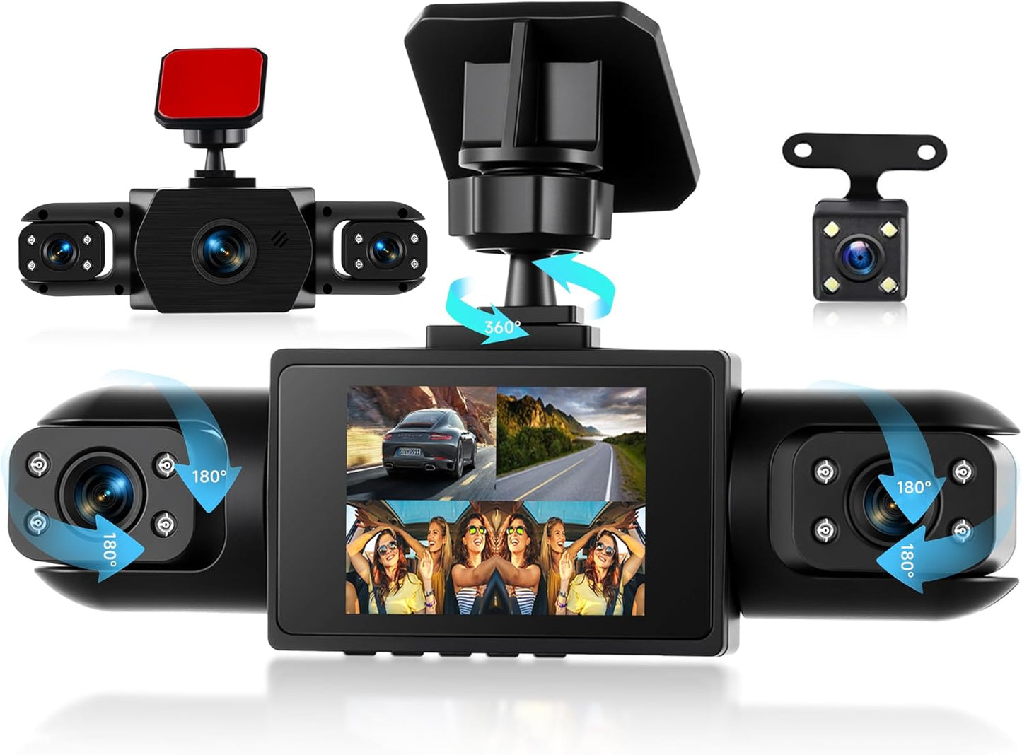 4 Channel 360 Dash Cam with Night Vision and Motion Detection