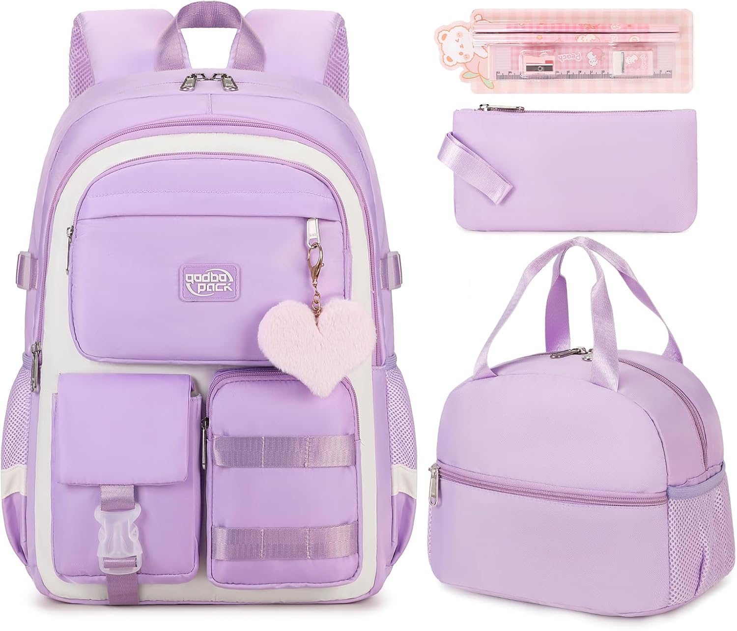 3PCS Girls Backpack for College and High School Students