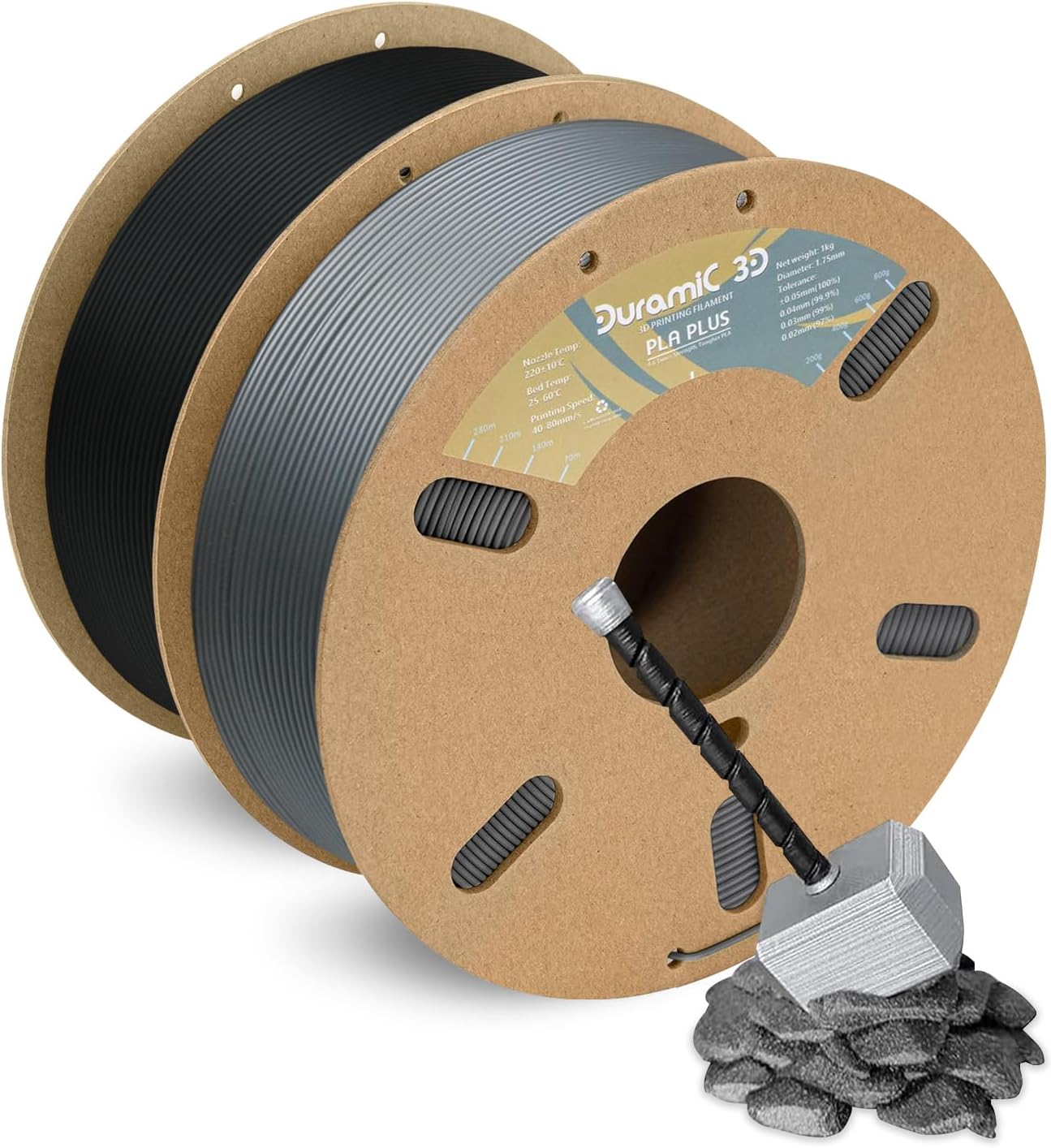 DURAMIC 3D PLA Plus 1.75mm Filament 2 Pack for Strong Prints