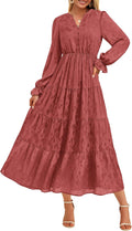 Fall Wedding Guest Dresses Maxi Long Sleeve Ruffle Tiered Flowy