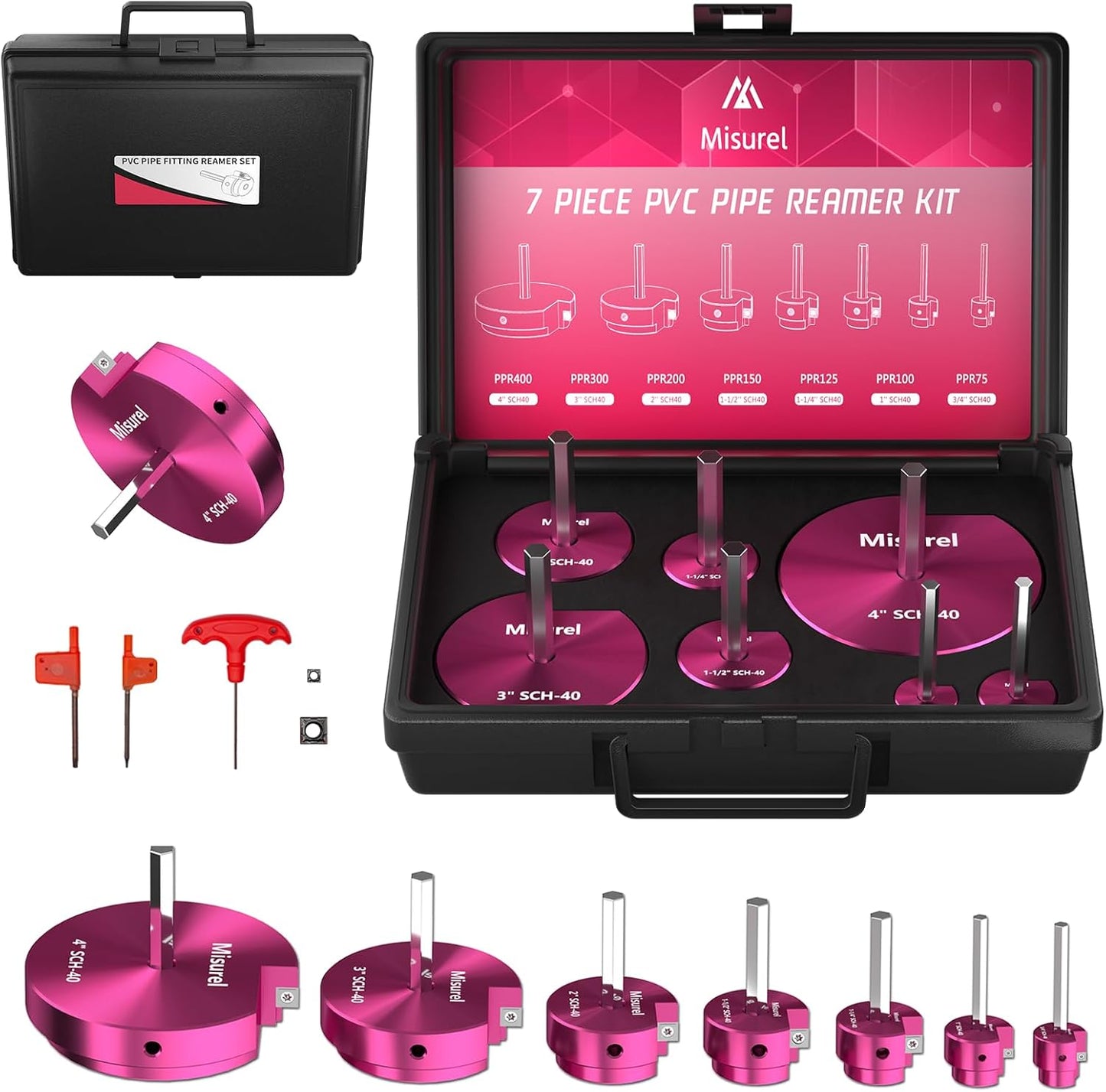 7 Pcs PVC Pipe Reamer Kit for Efficient Plumbing Tasks