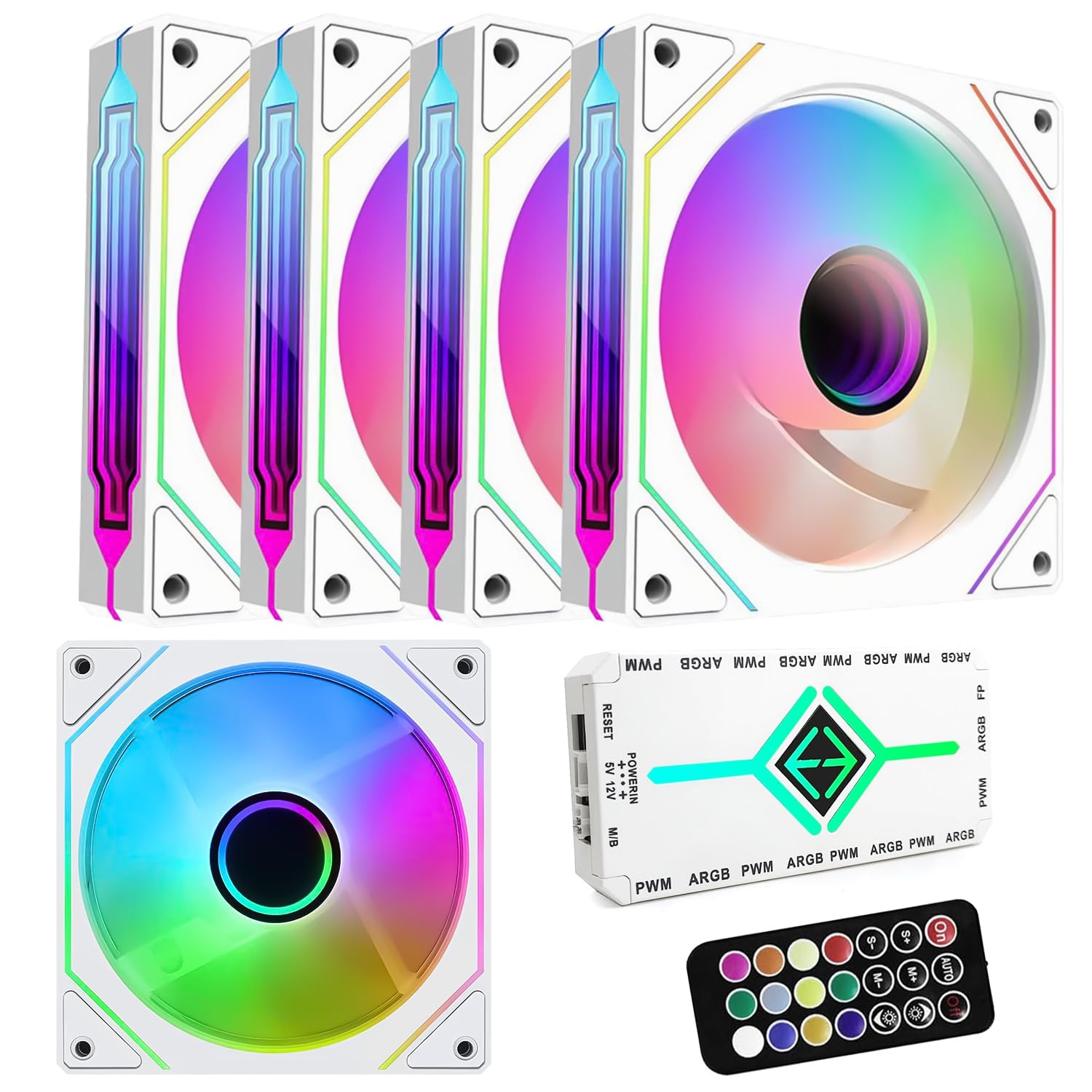 GPERHUAN RGB Fans 5pack 120mm PWM ARGB Case Fan for PC