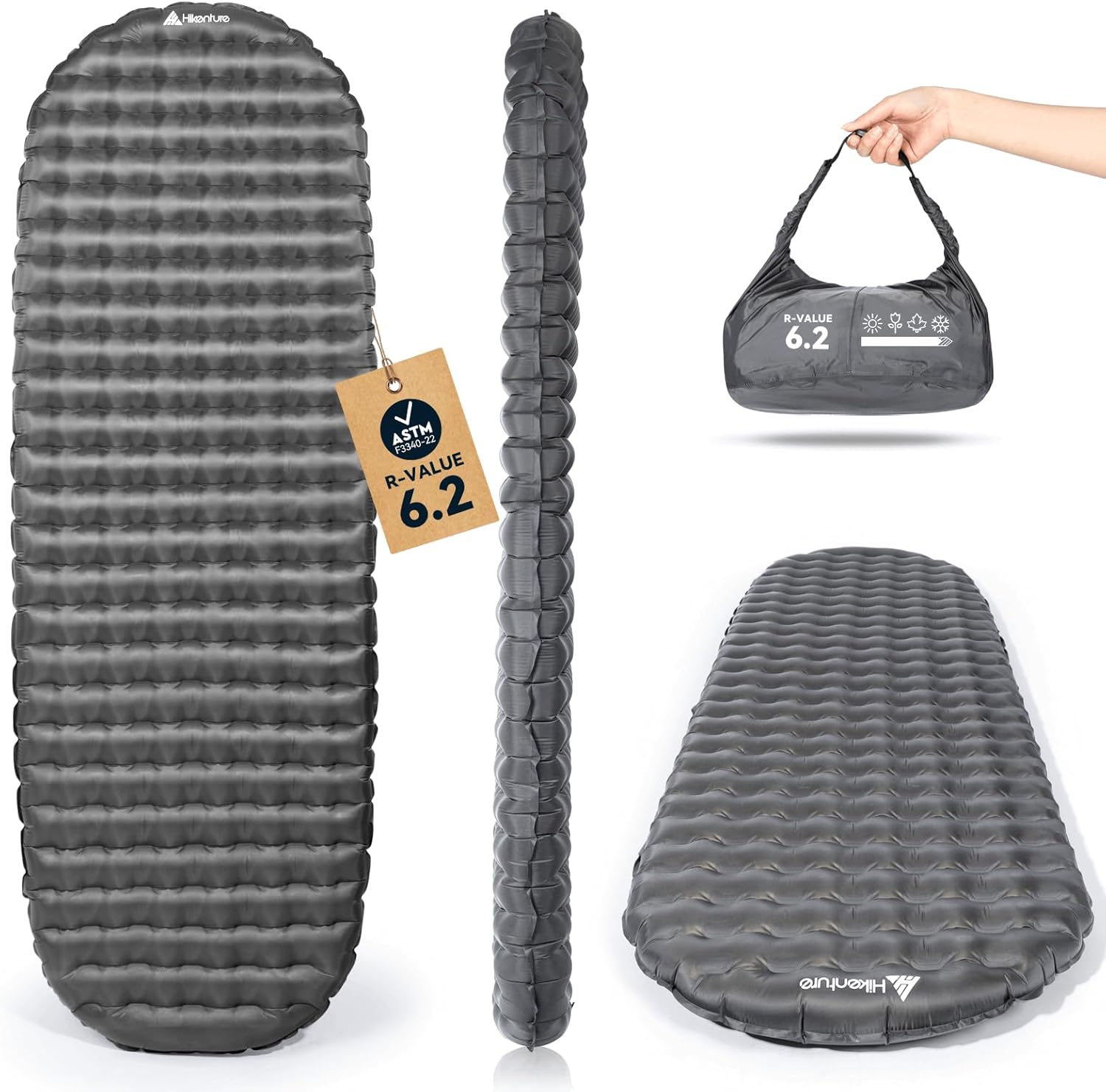 Hikenture Camping Sleeping Pad with 6.2 R-Value for Comfort