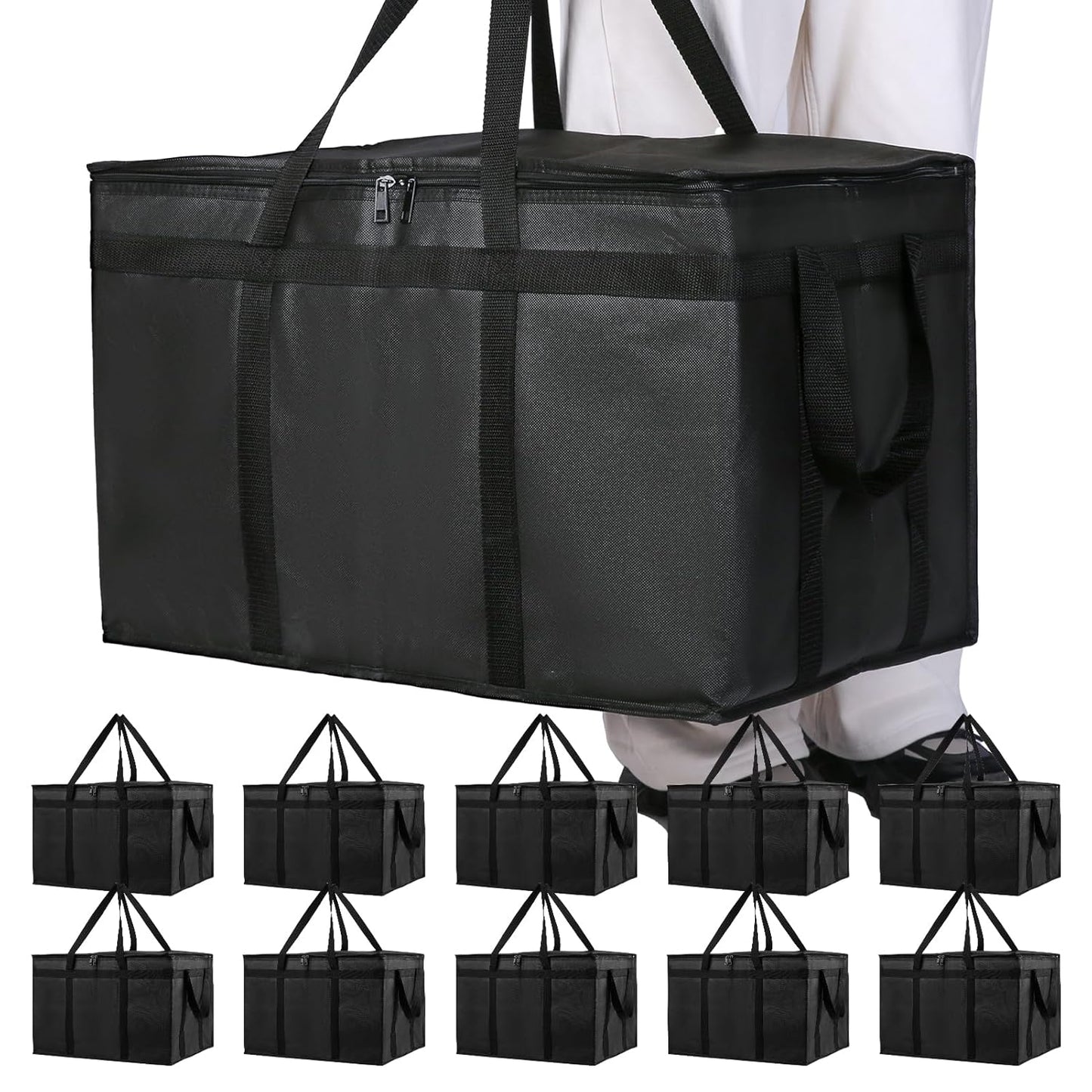 Bodaon 10-Pack Insulated Food Delivery Bag for Hot and Cold