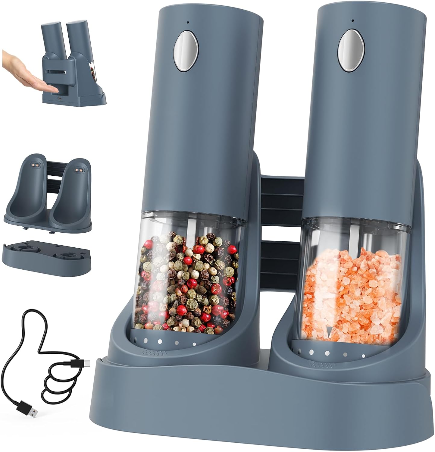 CIRCLE JOY Electric Salt and Pepper Grinder Set with LED Light