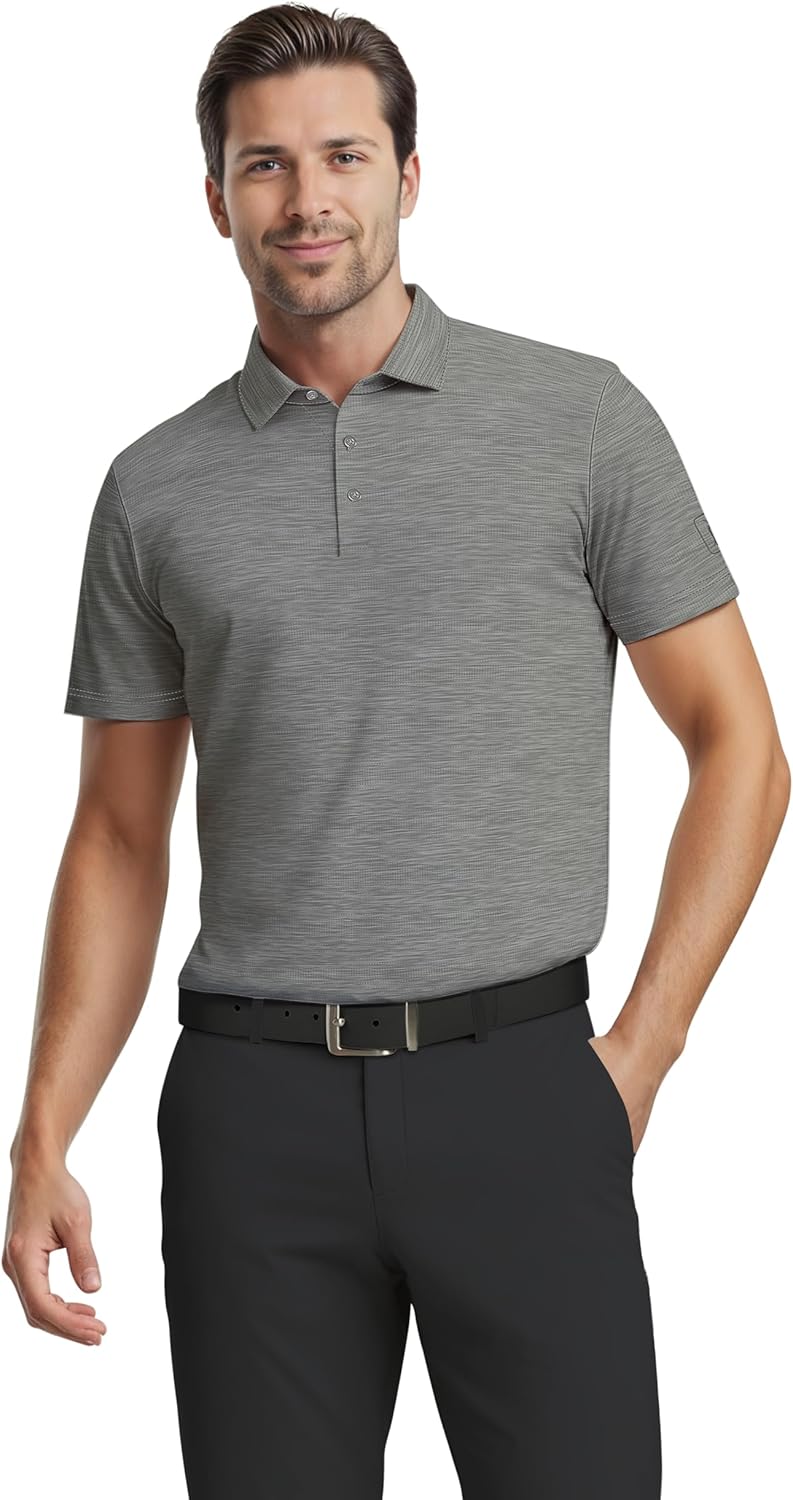 PGA TOUR Airflux Cotton Short Sleeve Golf Performance Polo Shirt