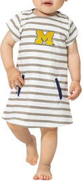 NCAA Infant Girls Striped Dress - Soft French Terry, Embroidered Logo