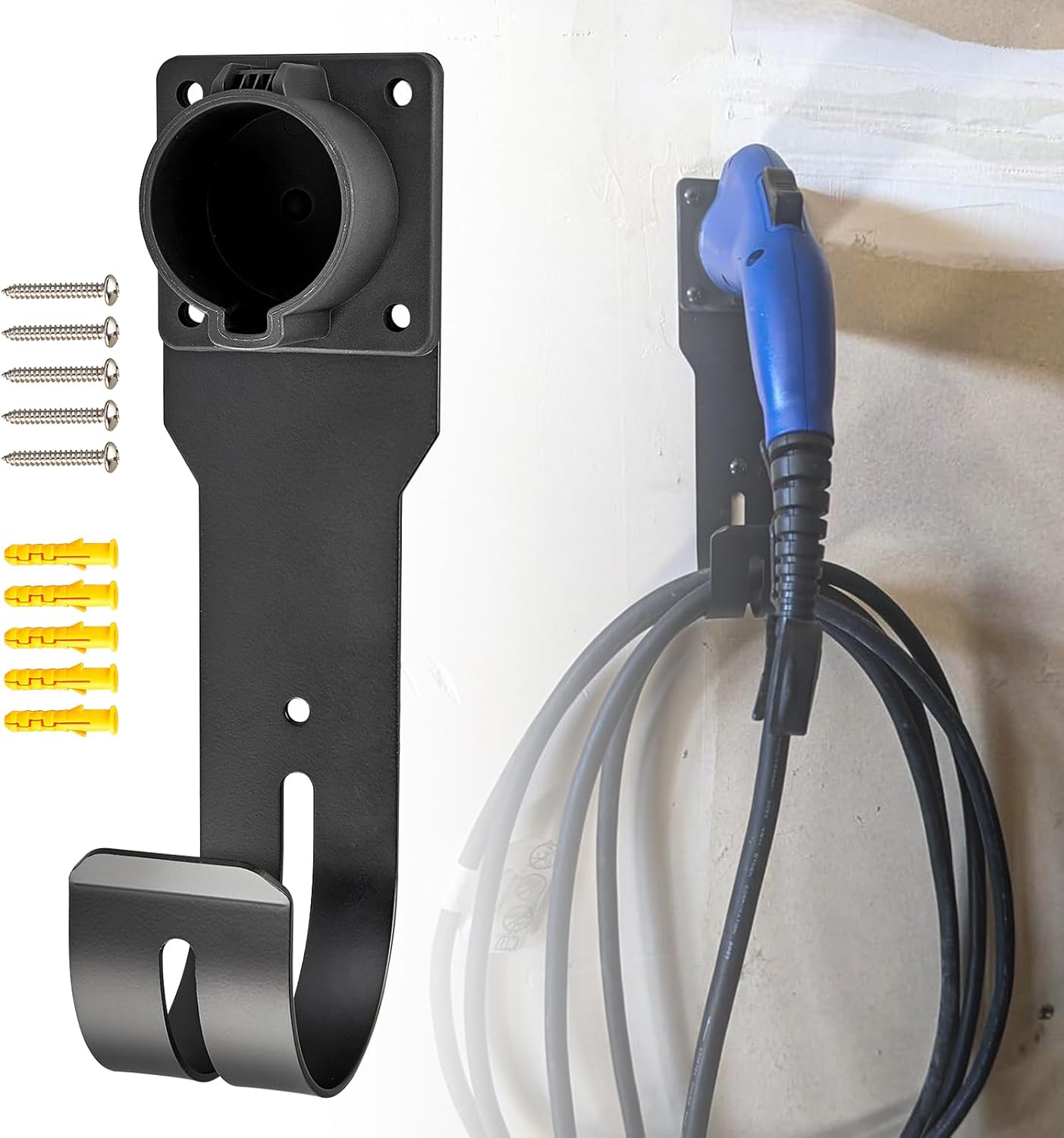 Wall-Mounted EV Charger Holder for Easy Storage