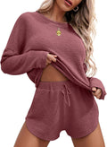 Womens Waffle Knit Pajama Set with Pockets - Cozy Lounge Shorts & Top