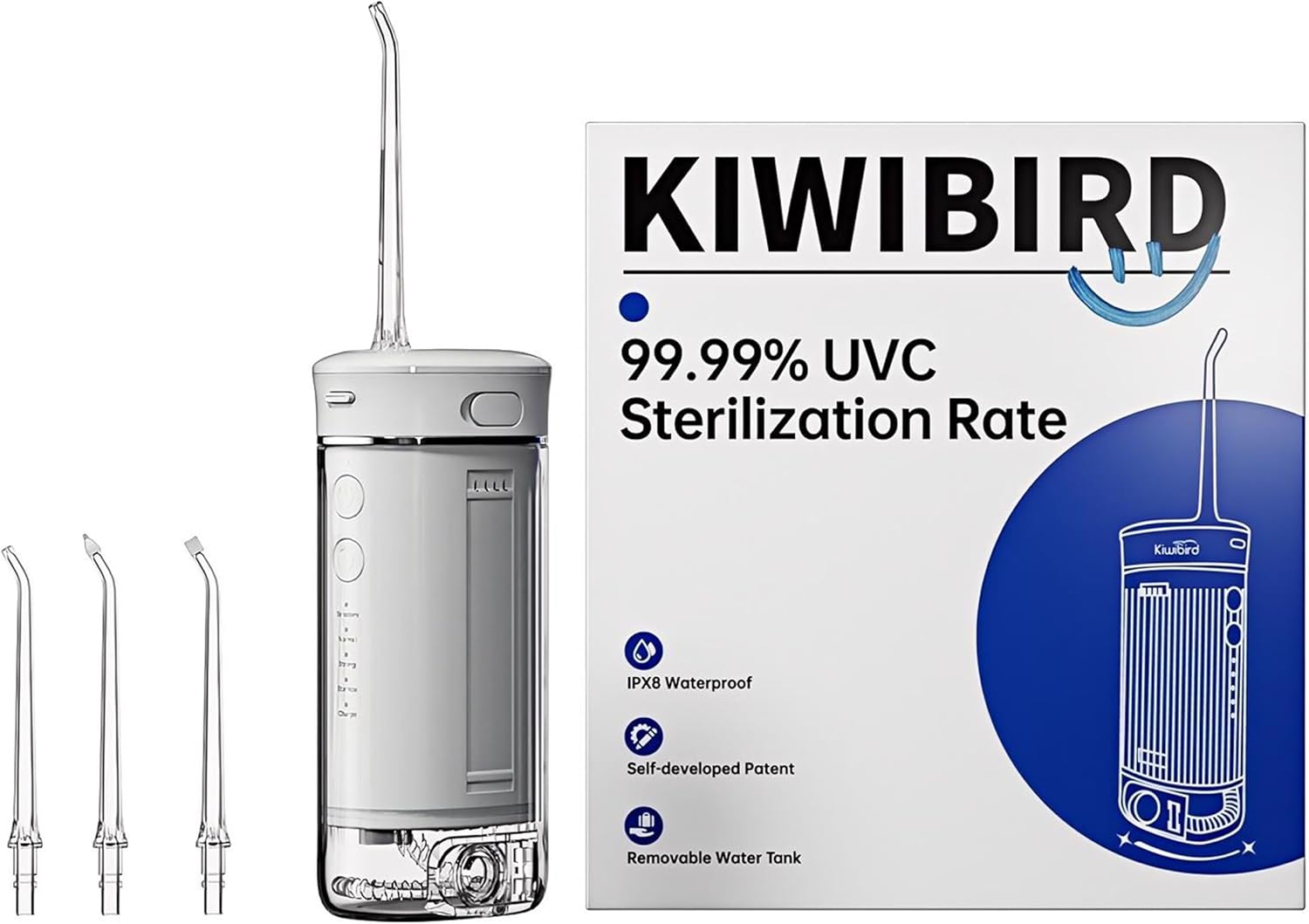 Portable Mini Water Flosser for Travel with UVC Light & Modes