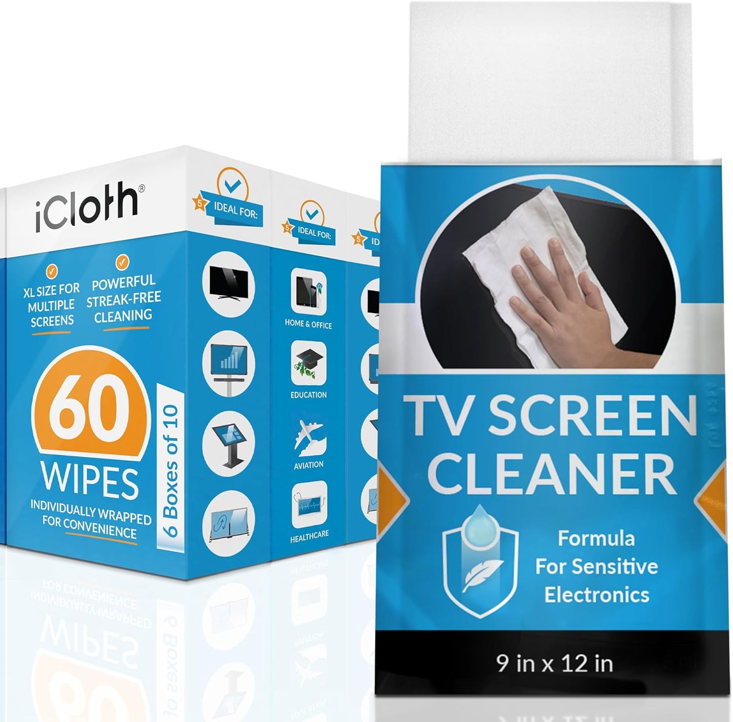 iCloth XL Screen Cleaning Wipes for Streak-Free Screens