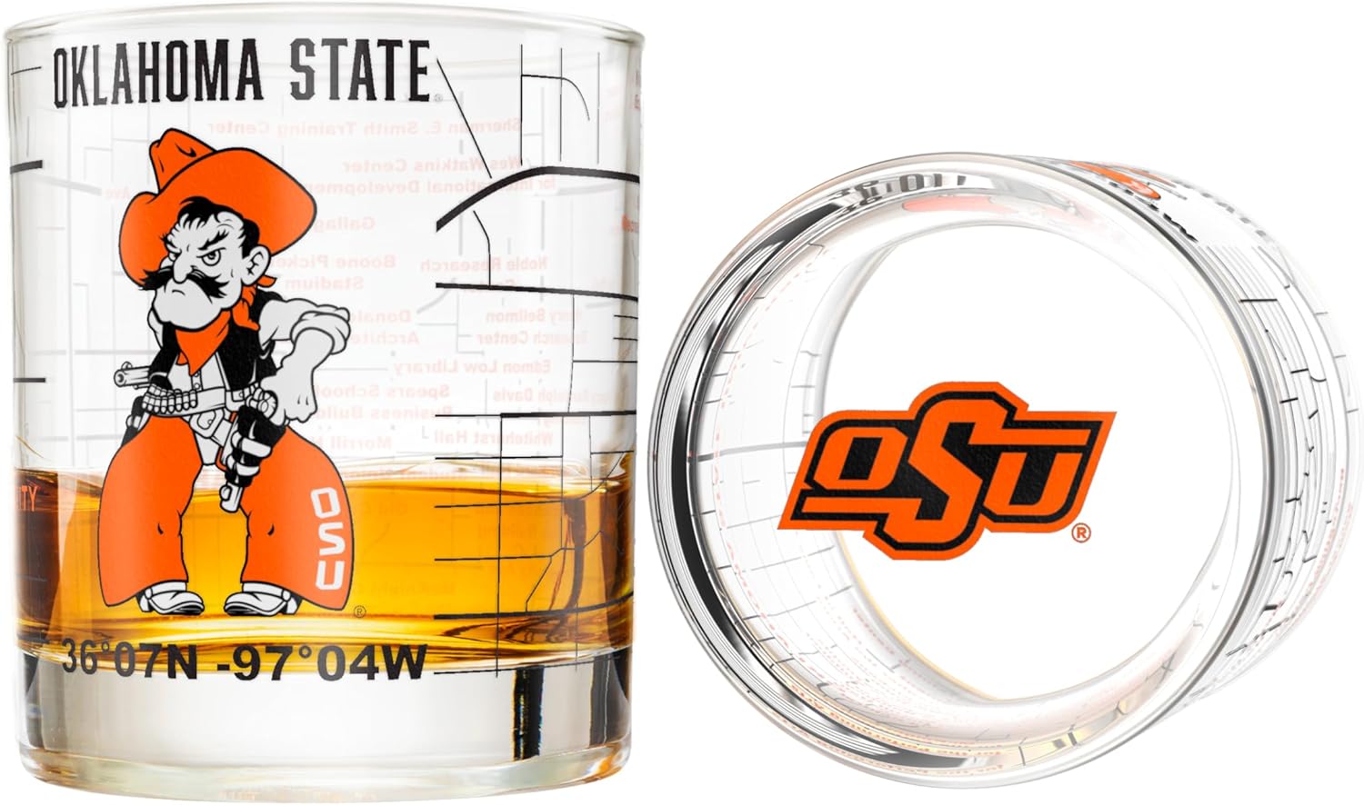 Oklahoma State University Cowboys Whiskey Glasses Set of 2