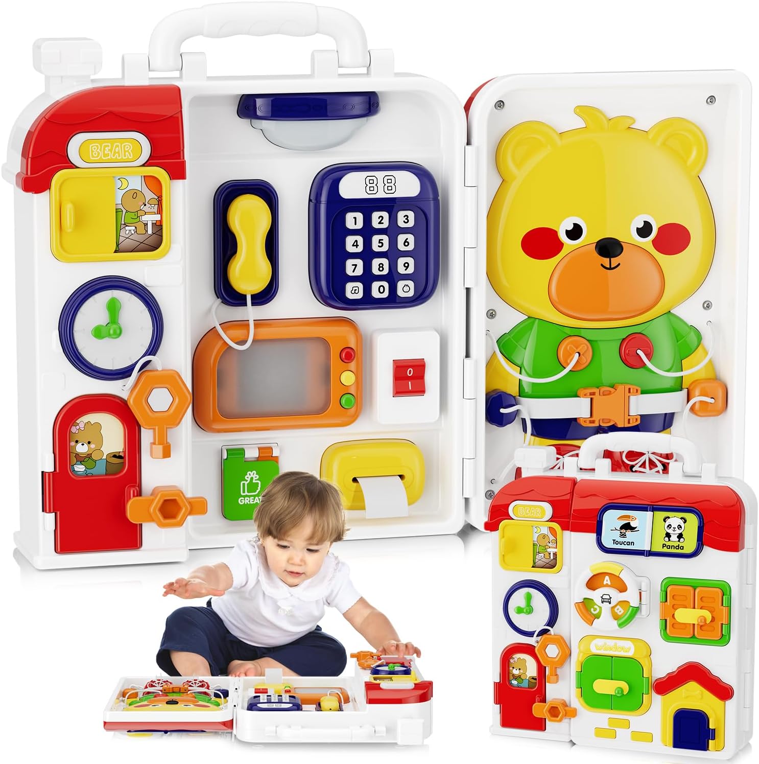 Montessori Busy Board for 1 Year Olds - Musical Learning Toy