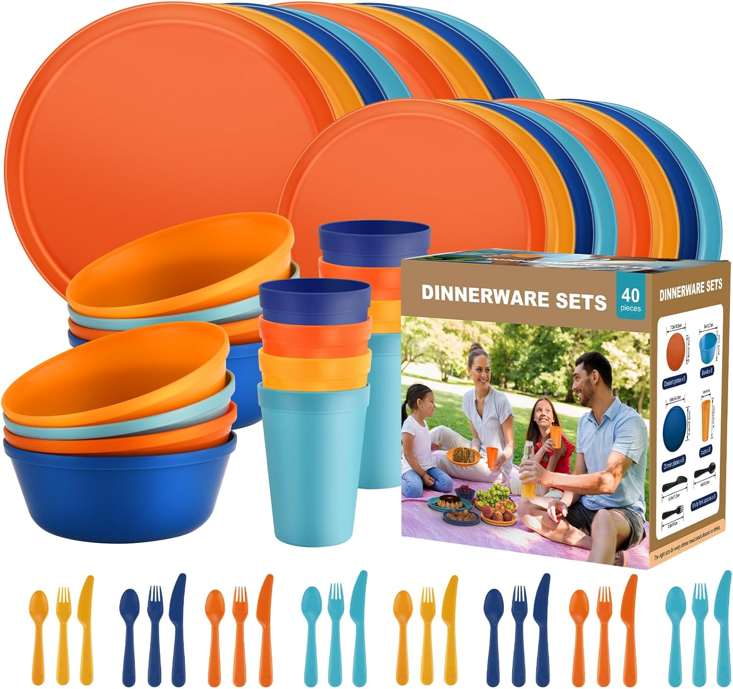 40-Piece Unbreakable Kids Dinnerware Set for Toddlers & Children