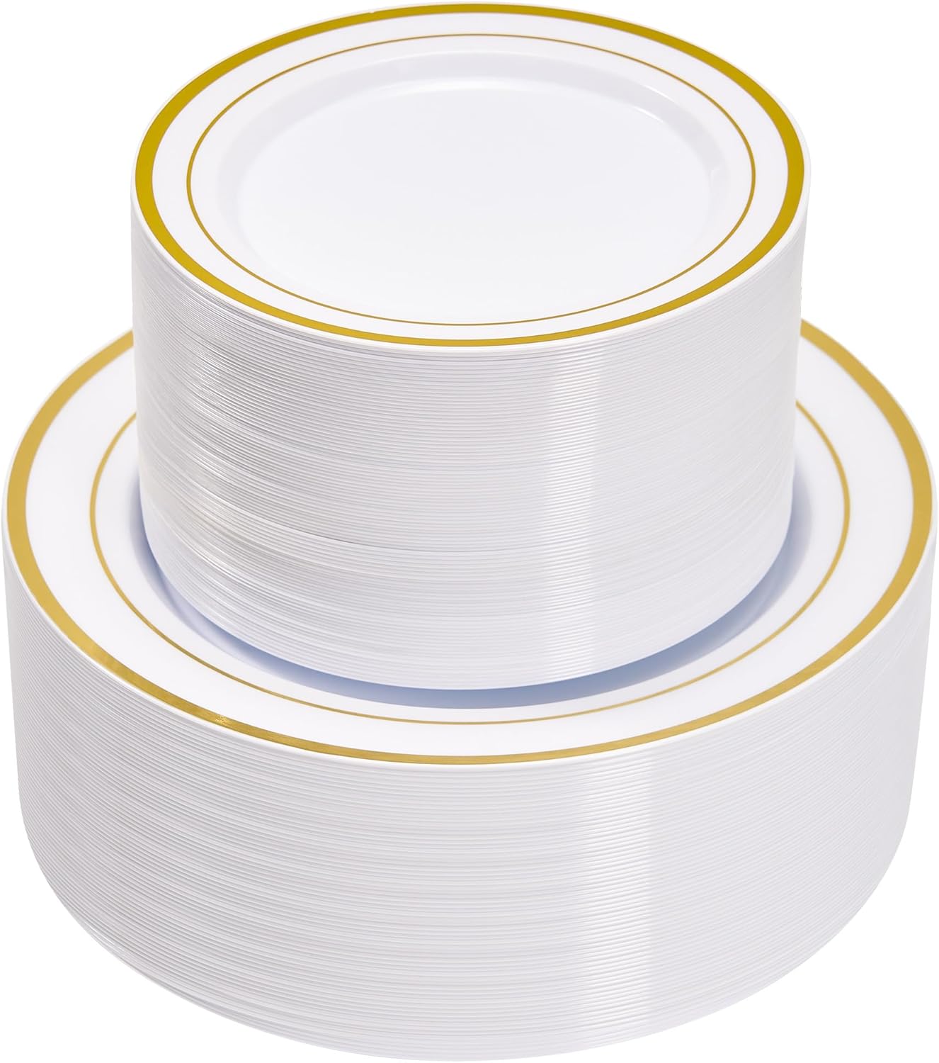 200PCS Gold Plastic Plates Set for Weddings and Parties