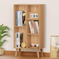 Wooden 5 Cube Bookshelf - Natural 3 Tier Open Storage Bookcase