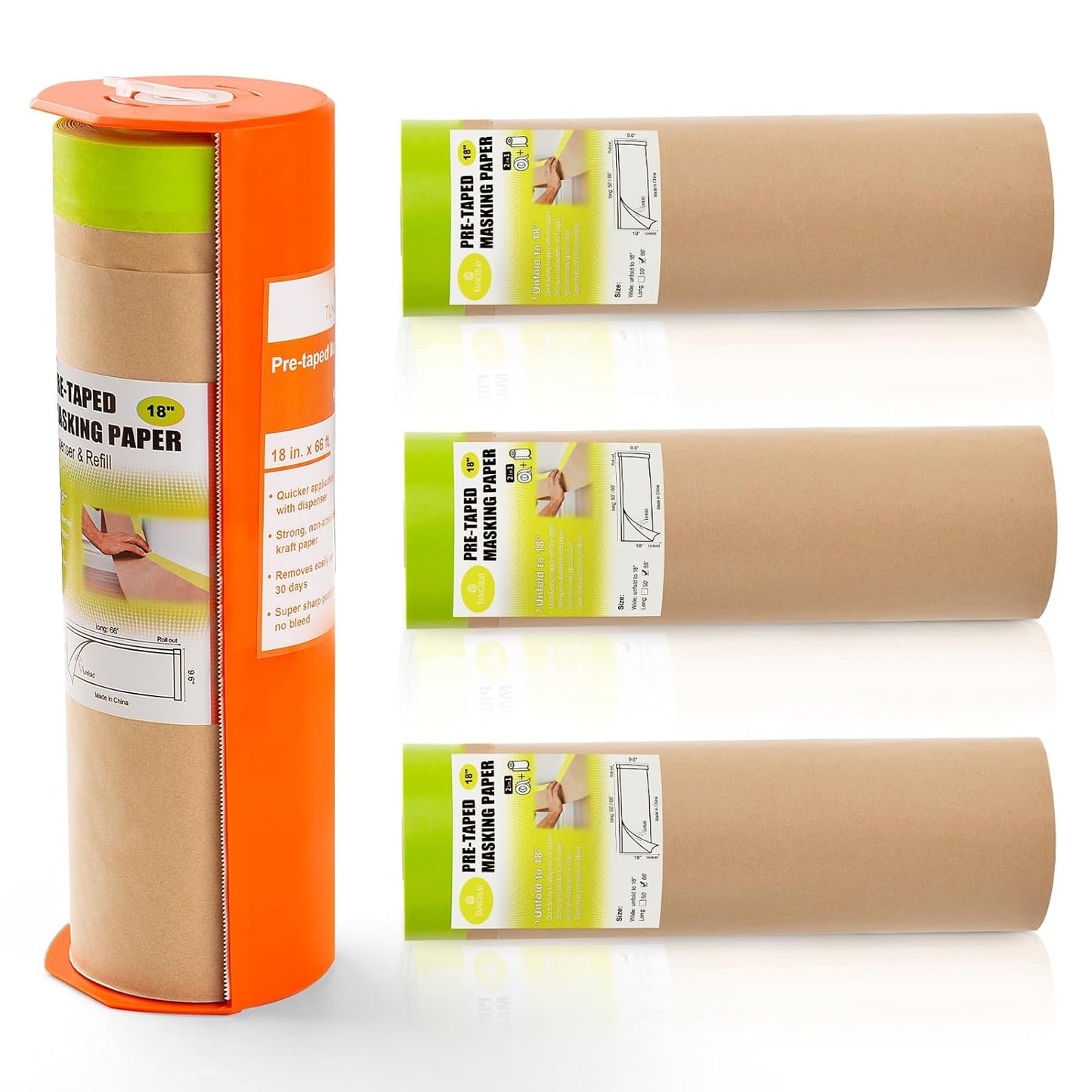 Pre-Taped Masking Paper with Dispenser for Easy Painting Tasks