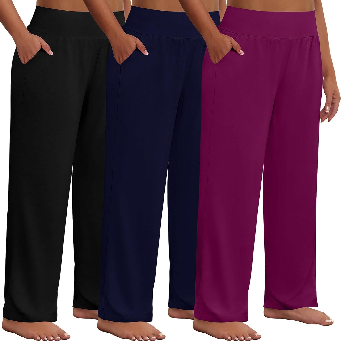 Neer Plus Size Wide Leg Yoga Pants with Pockets for Comfort