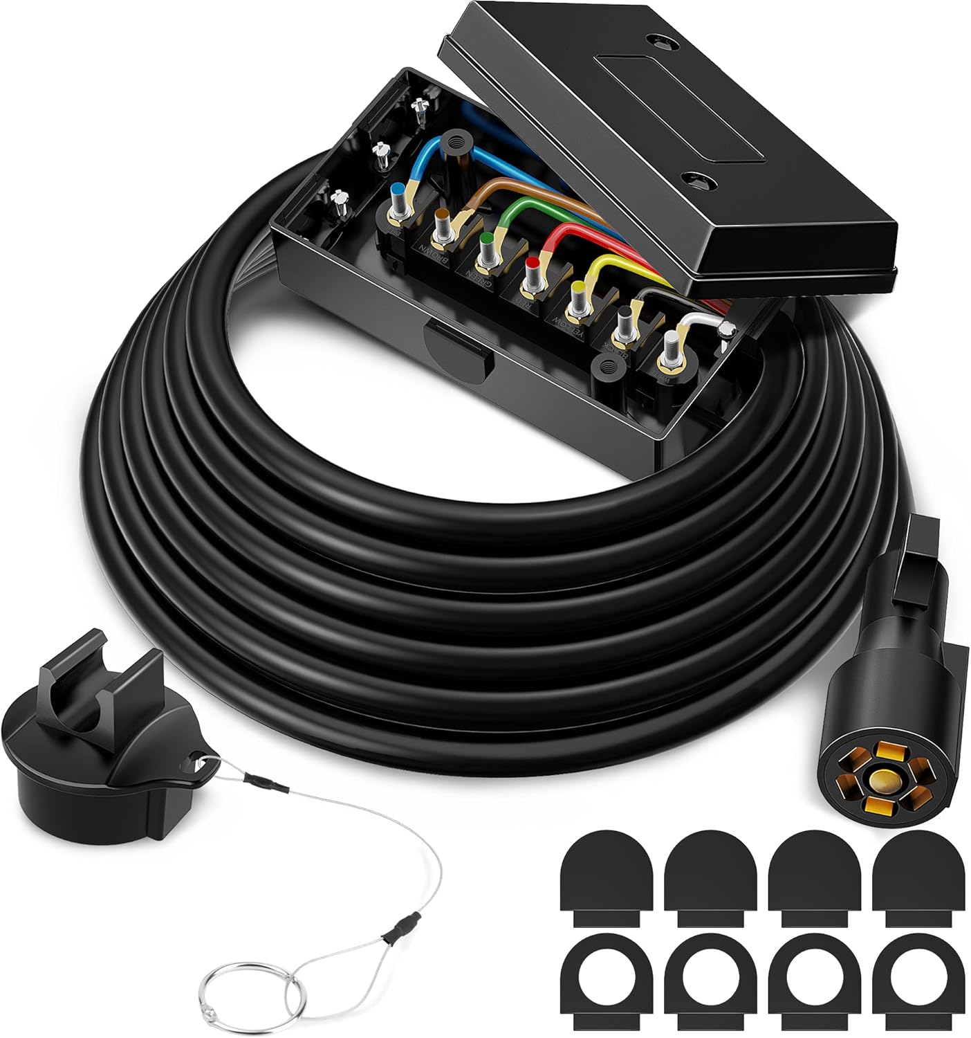 MICTUNING Heavy Duty 7 Way Plug Inline Trailer Cord 12 Feet