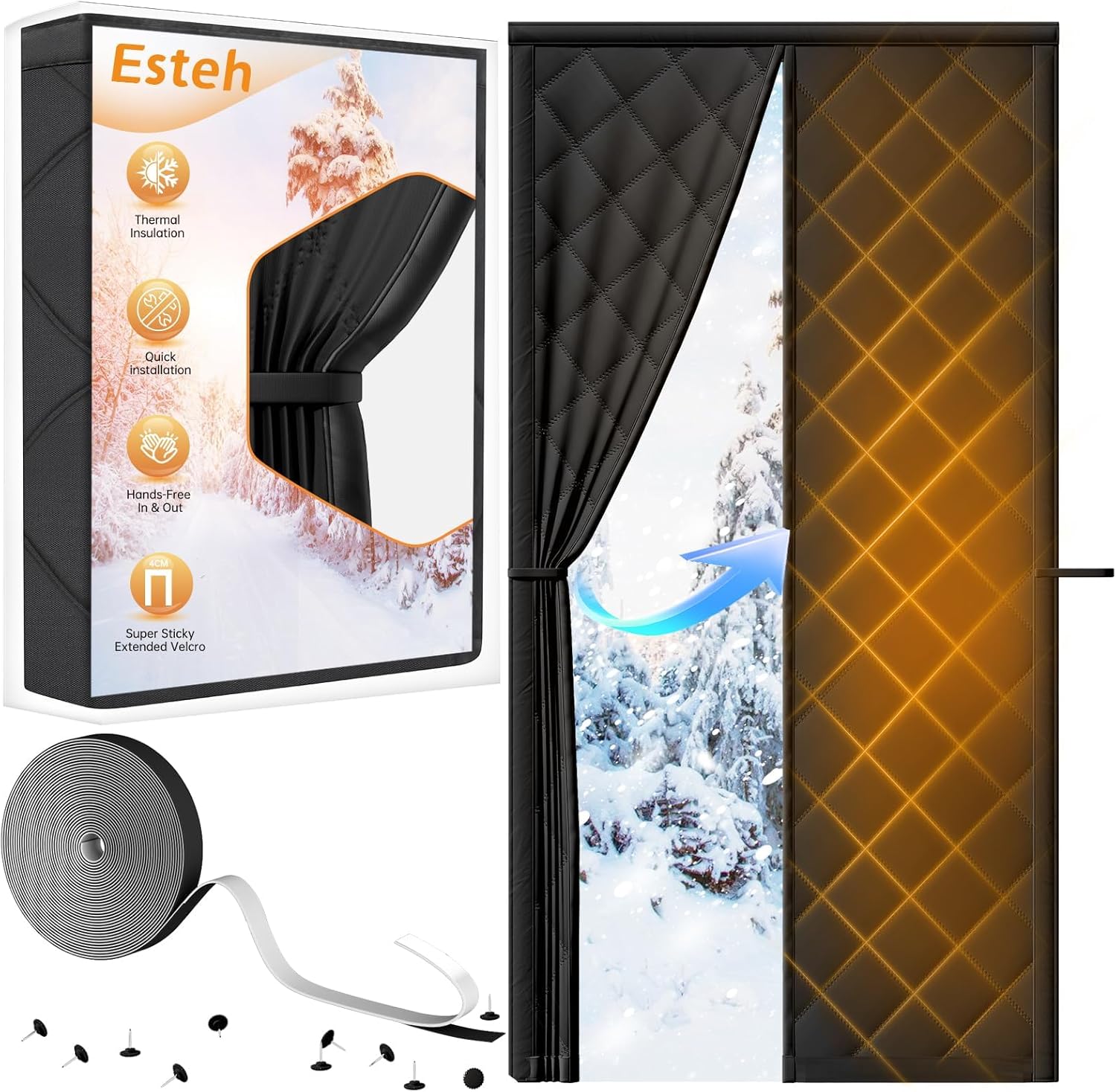 Magnetic Thermal Insulated Door Curtain for Winter Protection