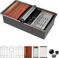 Logmey 33 in Black Undermount Kitchen Sink - Workstation