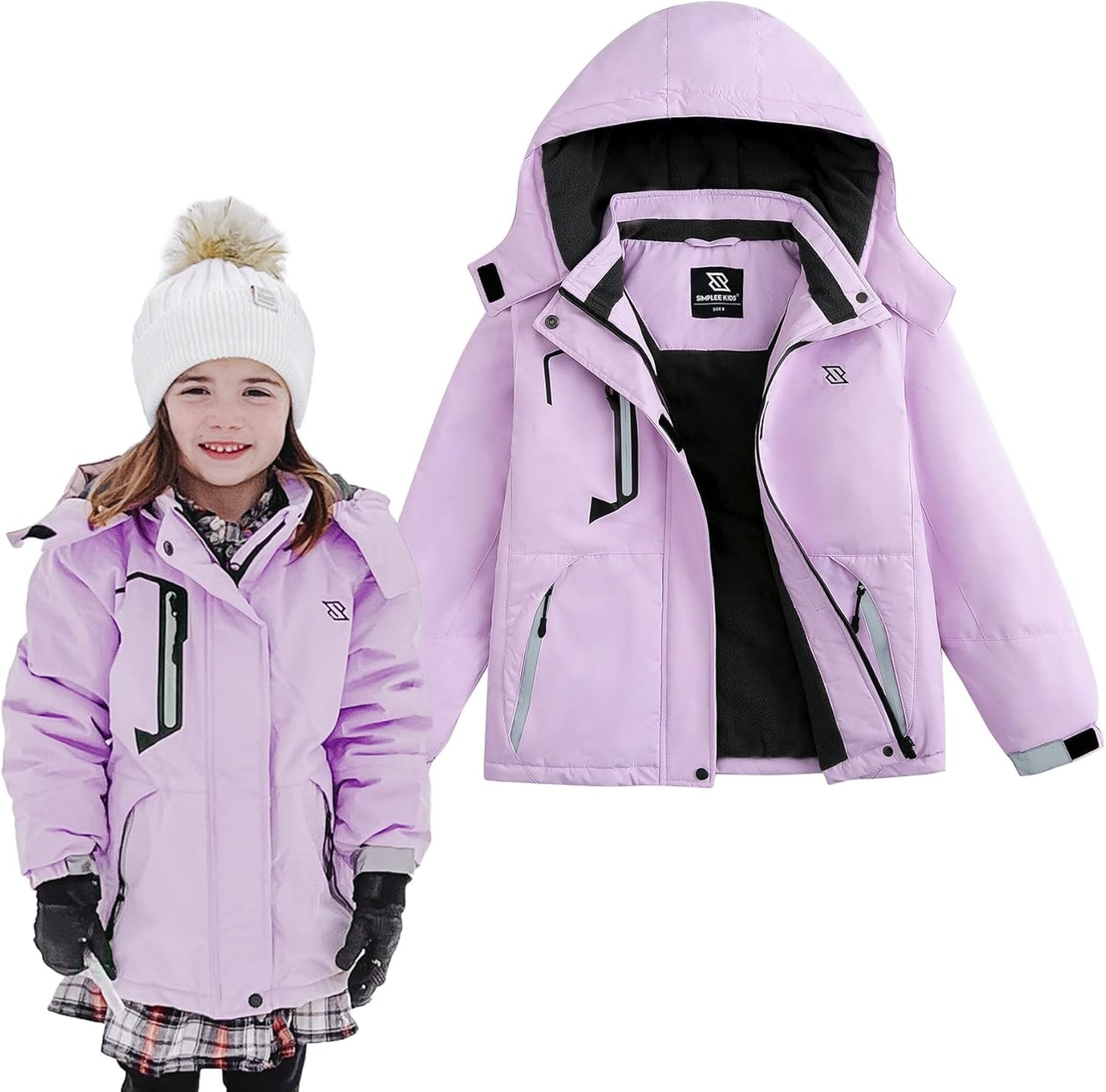 Simplee kids Girls Waterproof Ski Snow Jacket for Winter Fun
