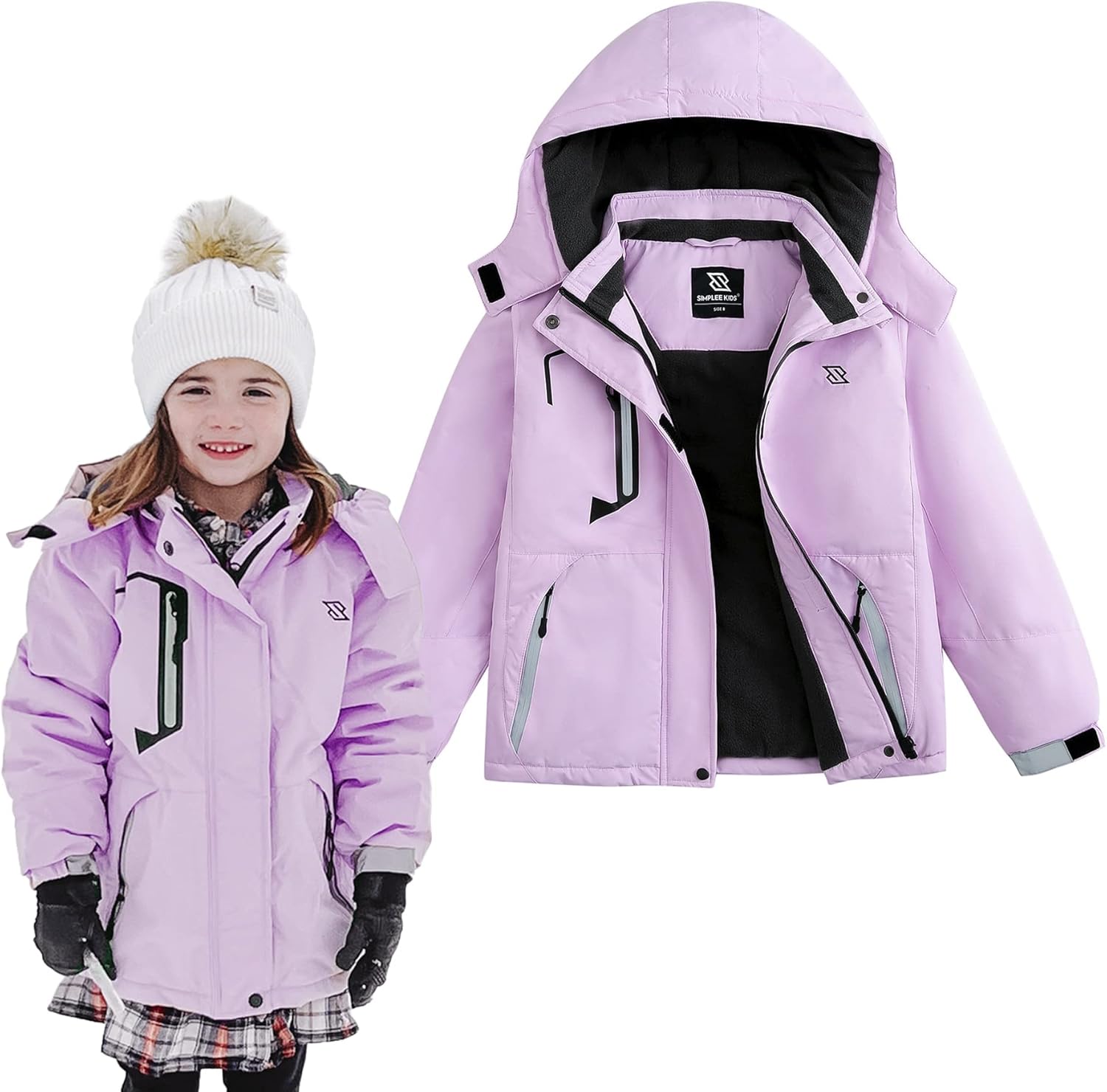 Simplee kids Girls Waterproof Ski Snow Jacket for Winter Fun