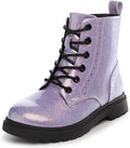 Waterproof PU Combat Boots for Kids - Lace Up with Side Zipper