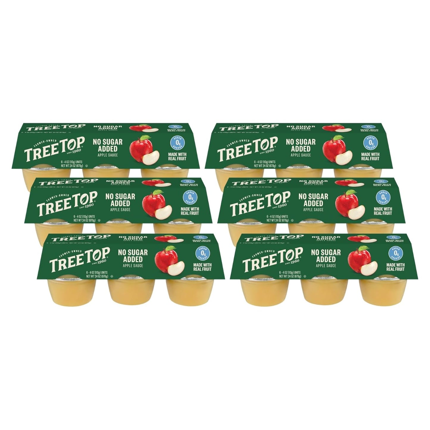 Tree Top Organic No Sugar Added Apple Sauce, 6 Count Pack