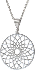 Mandala Necklace Sterling Silver 925 - Sacred Geometry Lotus Pendant