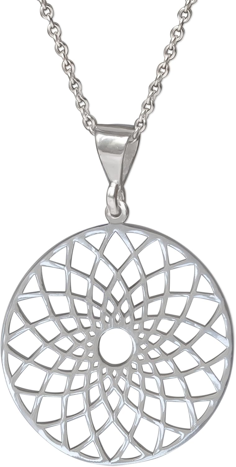 Mandala Necklace Sterling Silver 925 - Spiritual Jewelry for Women