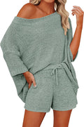 Women's Off Shoulder Knit 2 Piece Lounge Set - Soft Polyester Fit