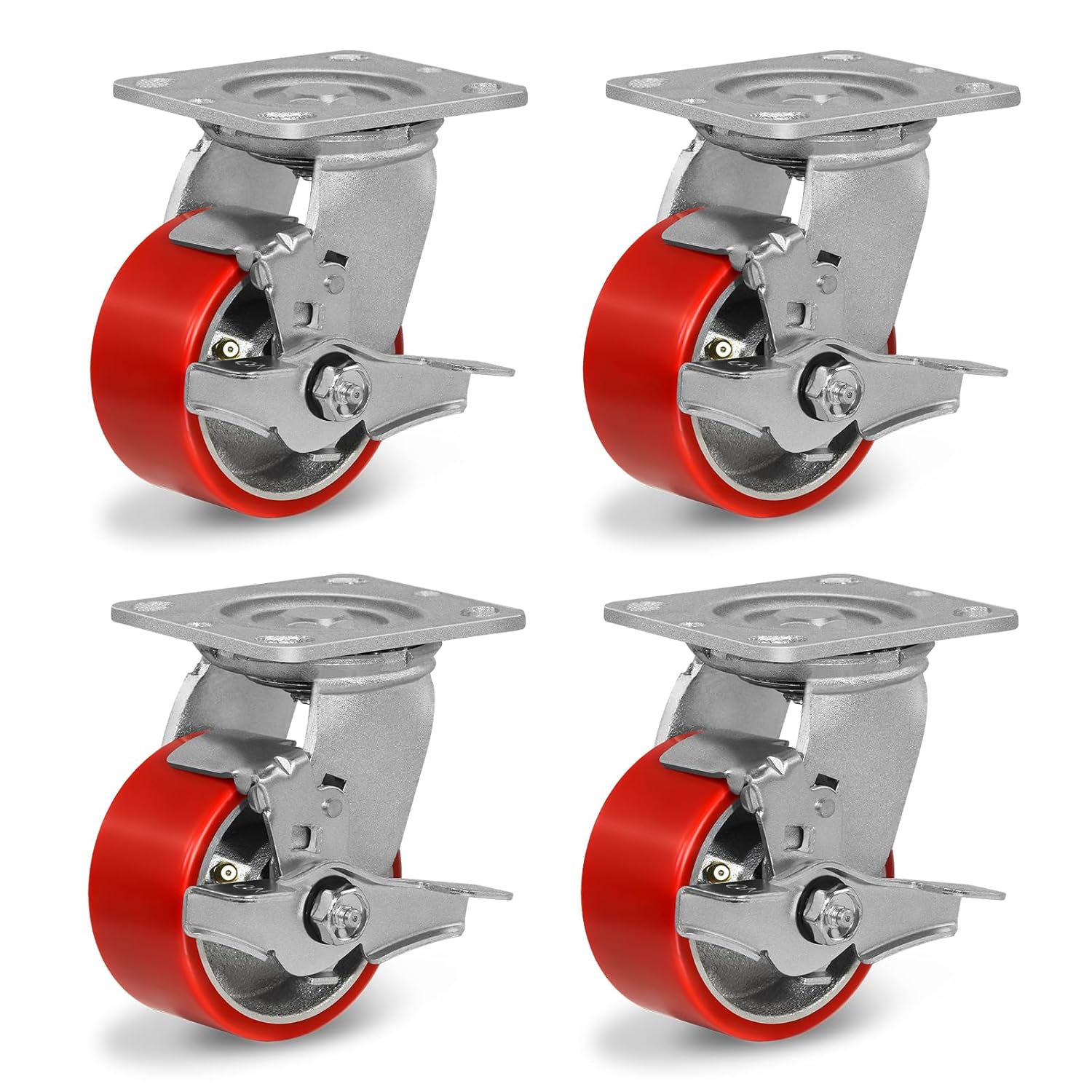 Heavy Duty Casters Set of 4, 4ft' Polyurethane Wheels for 3200lbs