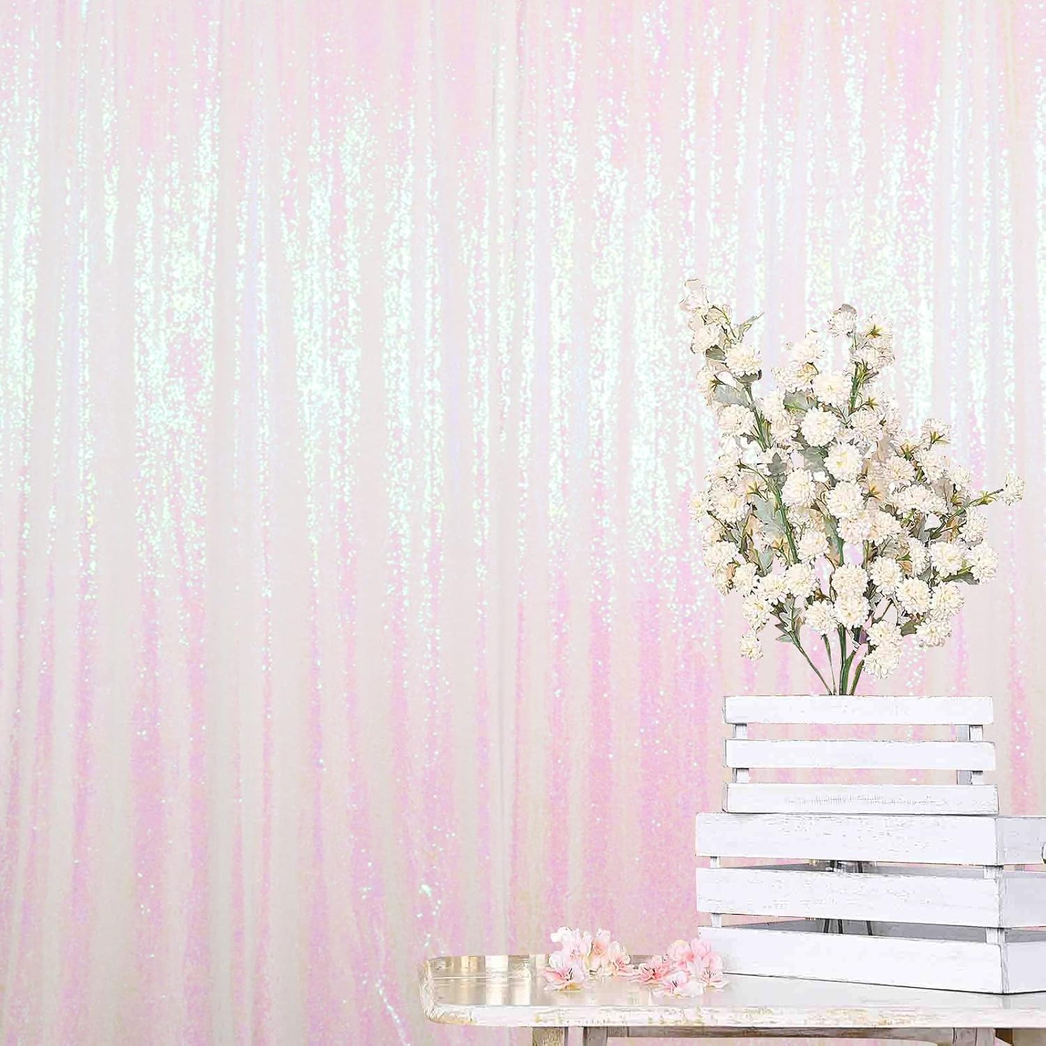 Sparkling Iridescent Sequin Backdrop - Stunning 4x7ft for Weddings