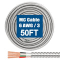 6/3 MC Cable with Ground 50FT 6AWG/3 Metal Clad Cable - Durable Armor