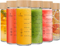 16oz Juice Bottles - 6 Pack Wide Mouth Glass Bottles with Bamboo Lids