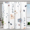 Watercolor Flower Shower Curtain Sets - Spring Blue Beige Floral 72 x