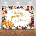 Pumpkin Baby Shower Backdrop 7x5 ft - Watercolor Floral Fall Photo