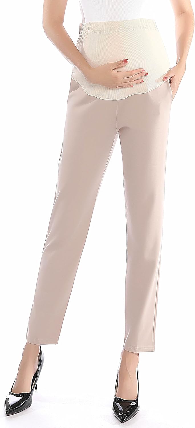 Maternity Pants Work Over The Belly with Pockets for Comfort