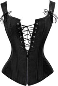 Charmian Women's Renaissance Lace Up Overbust Corset with Garters