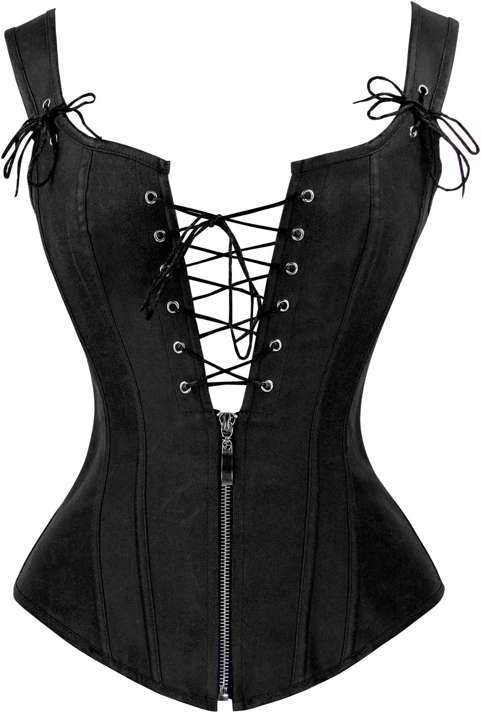 Charmian Women's Vintage Lace Up Corset with Garters for Cosplay