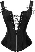 Charmian Women's Renaissance Lace Up Boned Bustier Corset with Garters